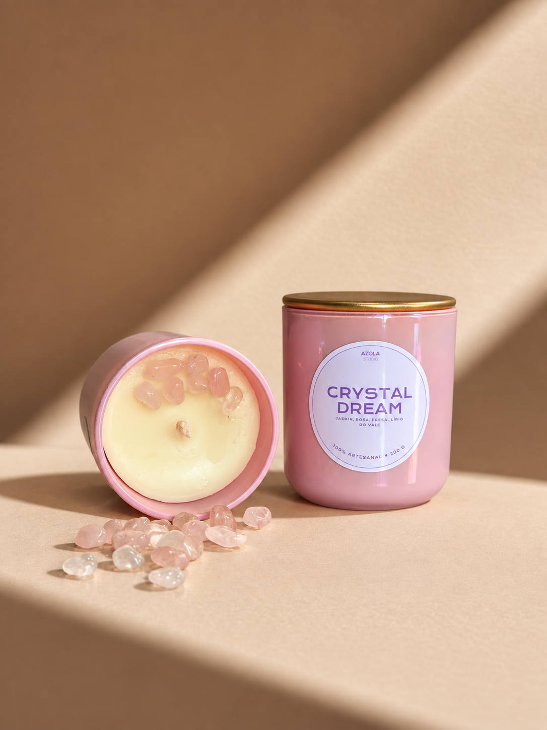 Vela Aromática Crystal Dream com quartzo rosa