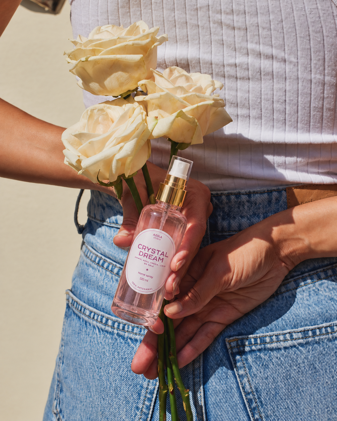 Home Spray Crystal Dream com flores brancas
