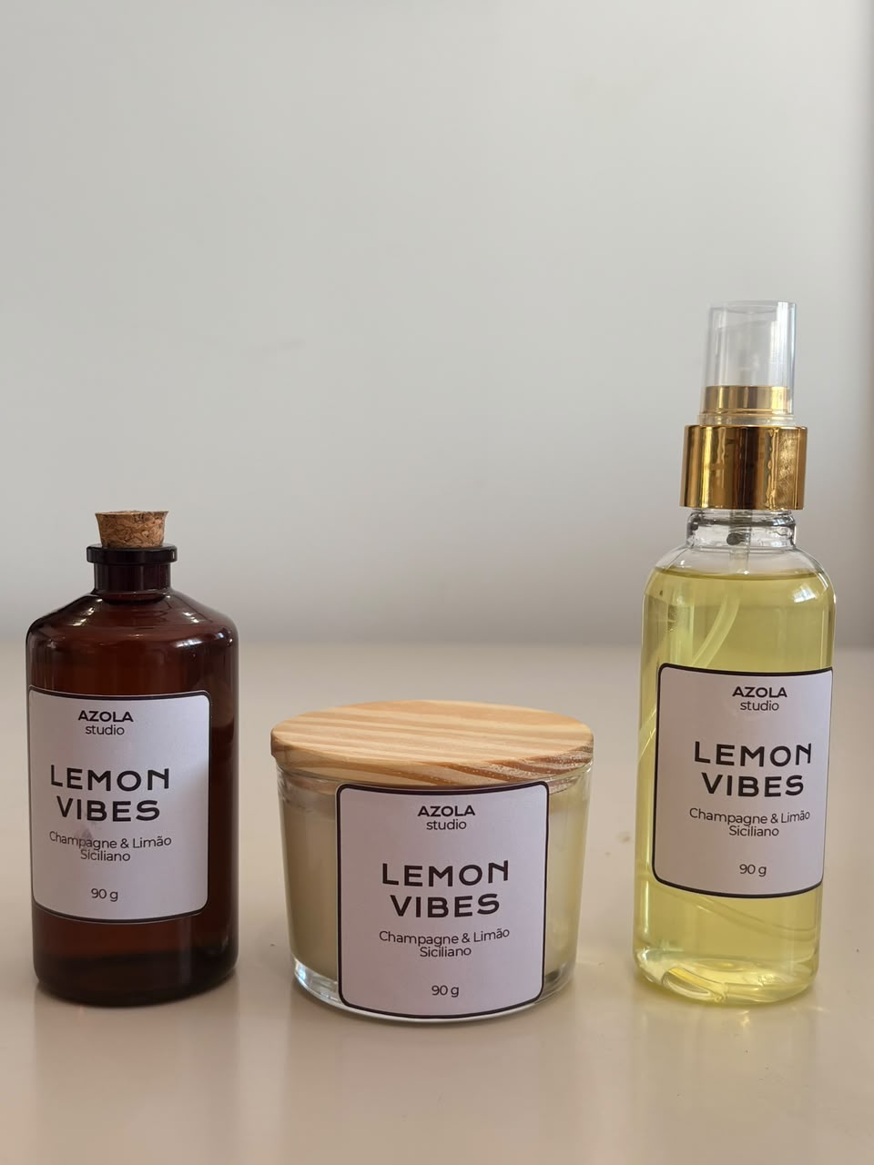 Kit Lemon Vibes com Difusor, Vela aromática e Home spray